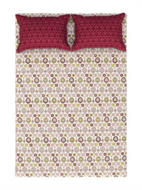 TRIDENT Advait Lime Carnival Flat 144TC Queen Cotton Bedsheet Set