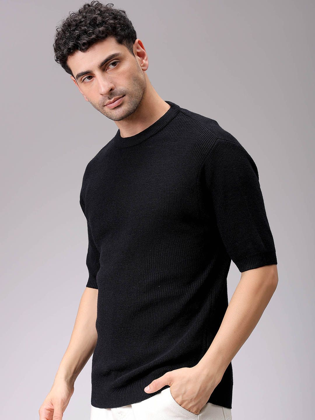 The Indian Garage Co Men Solid Round Neck Pullover