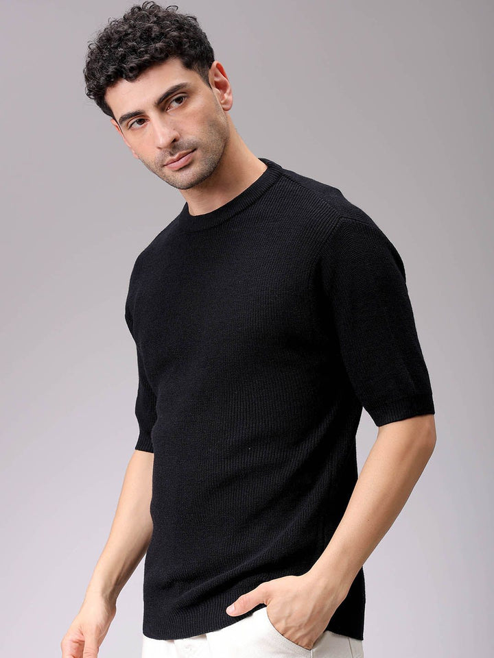 The Indian Garage Co Men Solid Round Neck Pullover