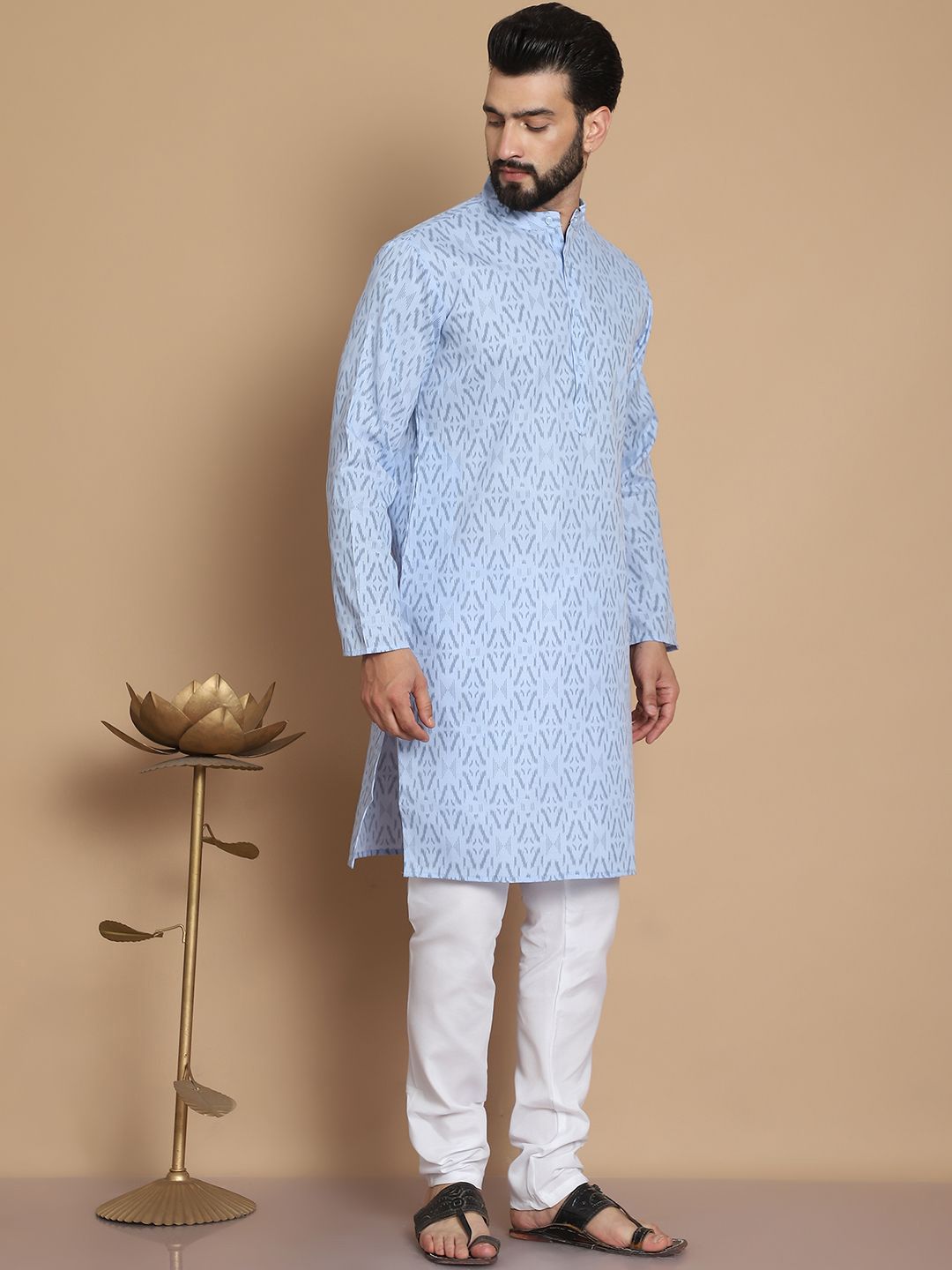 Anouk Men Ethnic Motifs Printed Regular Pure Cotton Kurta with Churidar