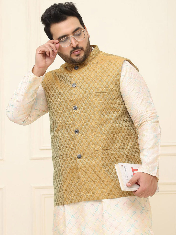SOJANYA PLUS Men Printed Nehru Plus Size Jacket