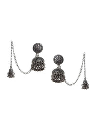 PANASH Kubah Bersalut Perak Jhumkas Rantai Tradisional Berbentuk Oksida