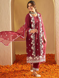 Indo Era Floral Embroidered Straight Thread Work Kurta with Trousers & Dupatta
