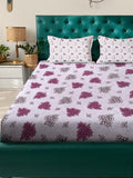 KLOTTHE Ungu & Putih Bunga 400 TC Cadar King dengan 2 Sarung Bantal