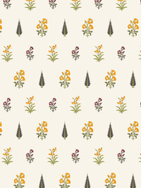 URBAN SPACE White & Yellow 3 Pieces Floral Printed Cotton Square Cushion Covers