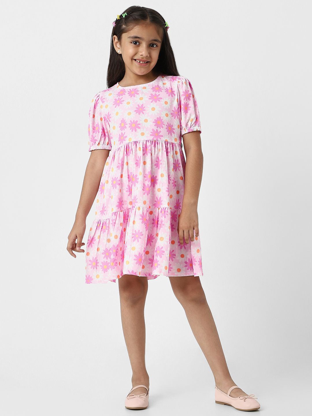 Nauti Nati Girls Nautinati Pink Floral Cotton Fit & Flare Dress