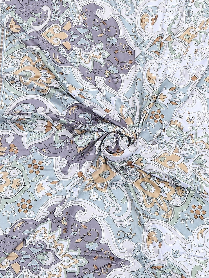 Monte Carlo Brown & White Ethnic Motifs Printed Mild Winter 210 GSM Double Bed Duvet