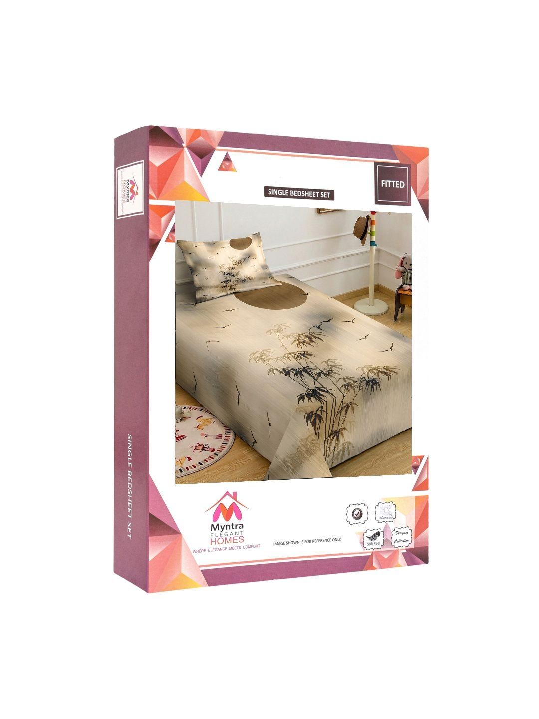 Myntra Elegant Beige Floral Printed Dilengkapi 400 TC Single Cadar 7D dengan 1 Sarung Bantal