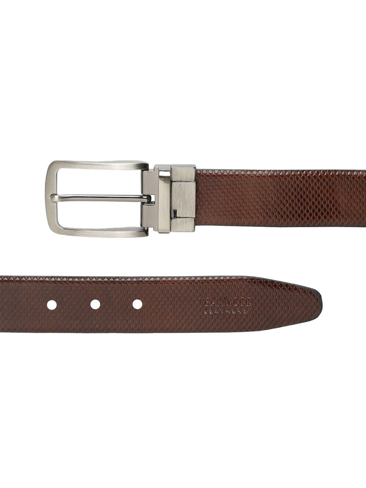Teakwood Leathers Men Textured Leather Reversible Formal Belt