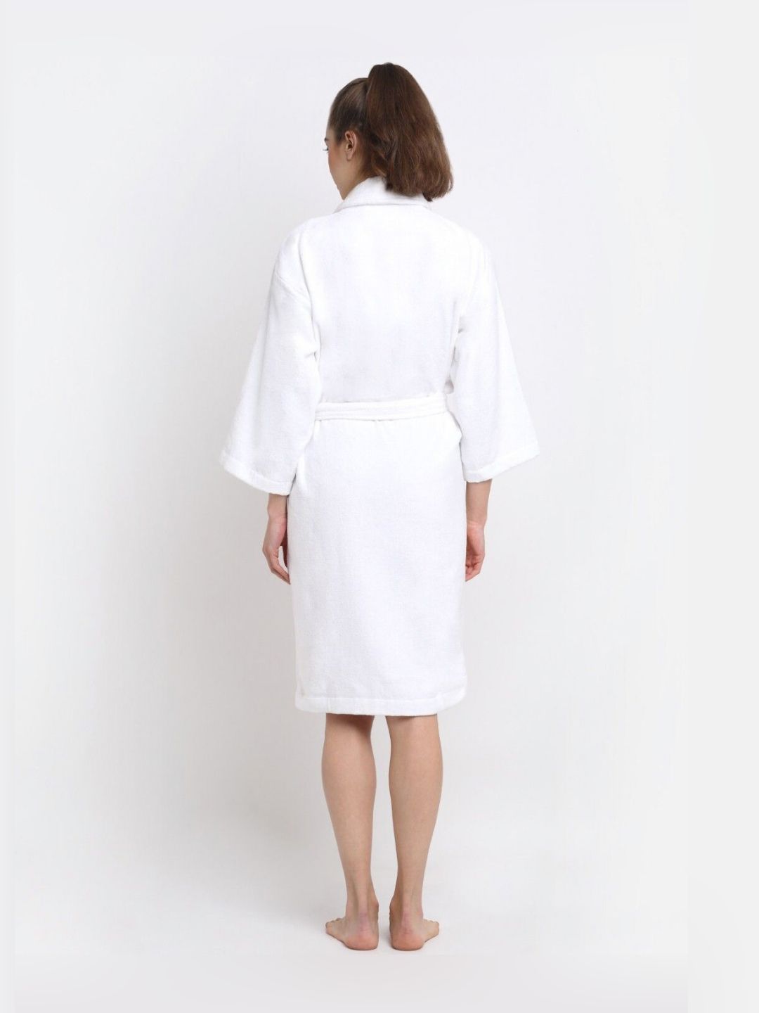 BOMBAY DYEING White Pure Cotton Bath Robe With Belt