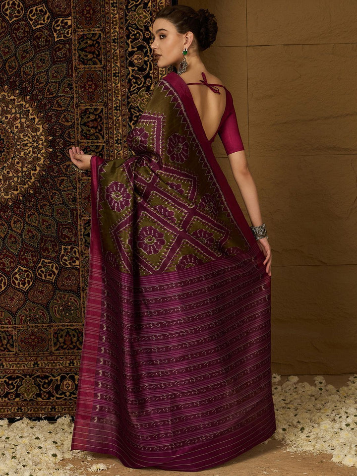 Saree mall Silk Blend Designer Ikat Sarees