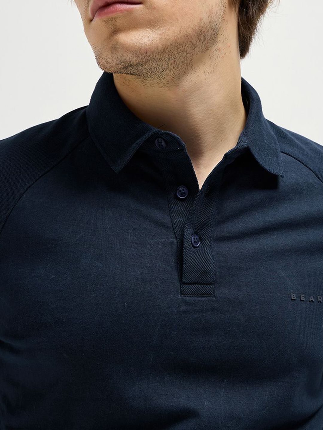 THE BEAR HOUSE Men Solid Polo Collar Pure Cotton T-shirt