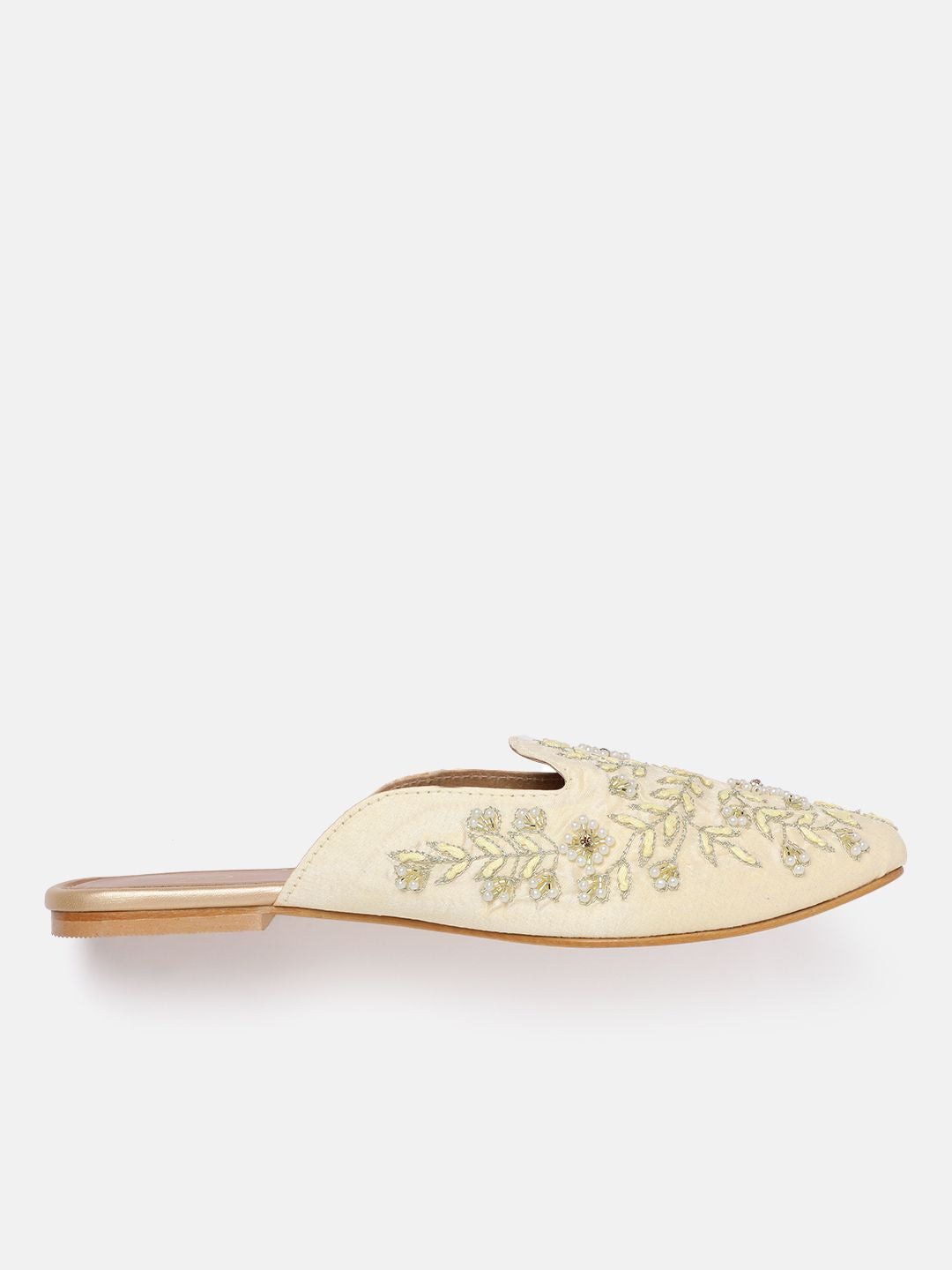 House of Pataudi Floral Embroidered Mules