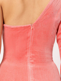 DressBerry One Shoulder Velvet Finish Bodycon Mini Dress