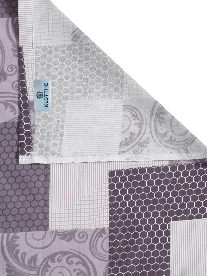 Klotthe Purple Geometric 400 TC Pure Cotton Single Bedsheet dalam Pembungkusan Lipat Buku