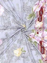Monte Carlo Edmond Grey & Pink Floral Printed 144 TC King Bedsheet Set 2.70 m x 2.70 m