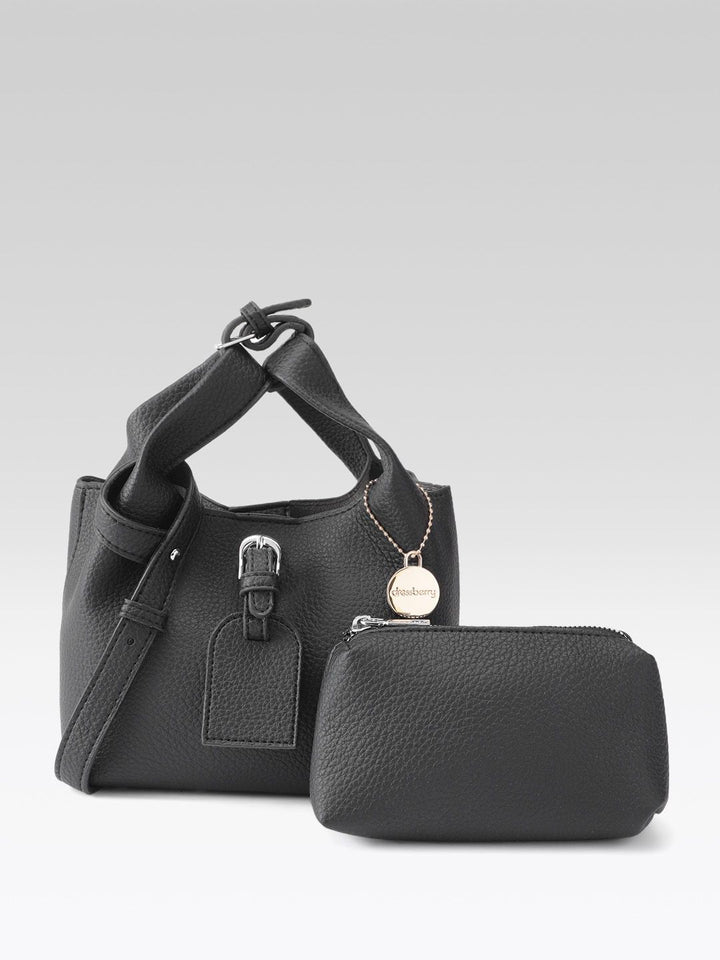 DressBerry Textured Bucket Handheld Bag with Pouch