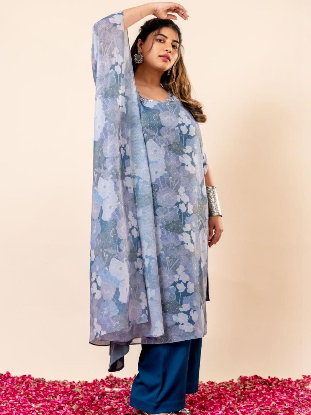 Set Co-Ords Kaftan & Seluar Bercetak Mamicha