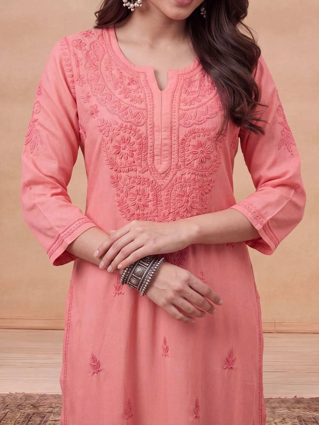 Rumah Wanita Chikankari Sulam Kurta Chikankari
