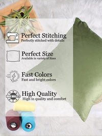 STITCHNEST Green 2 Pieces Velvet Square Cushion Covers