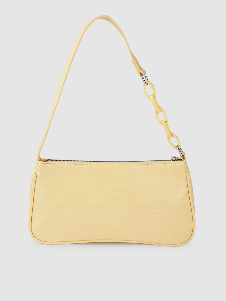 Lino Perros Women Yellow Animal Printed PU Structured Shoulder Bag