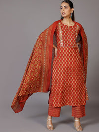 Libas Floral Printed Regular Gotta Patti Pure Cotton Kurta with Palazzos & With Dupatta