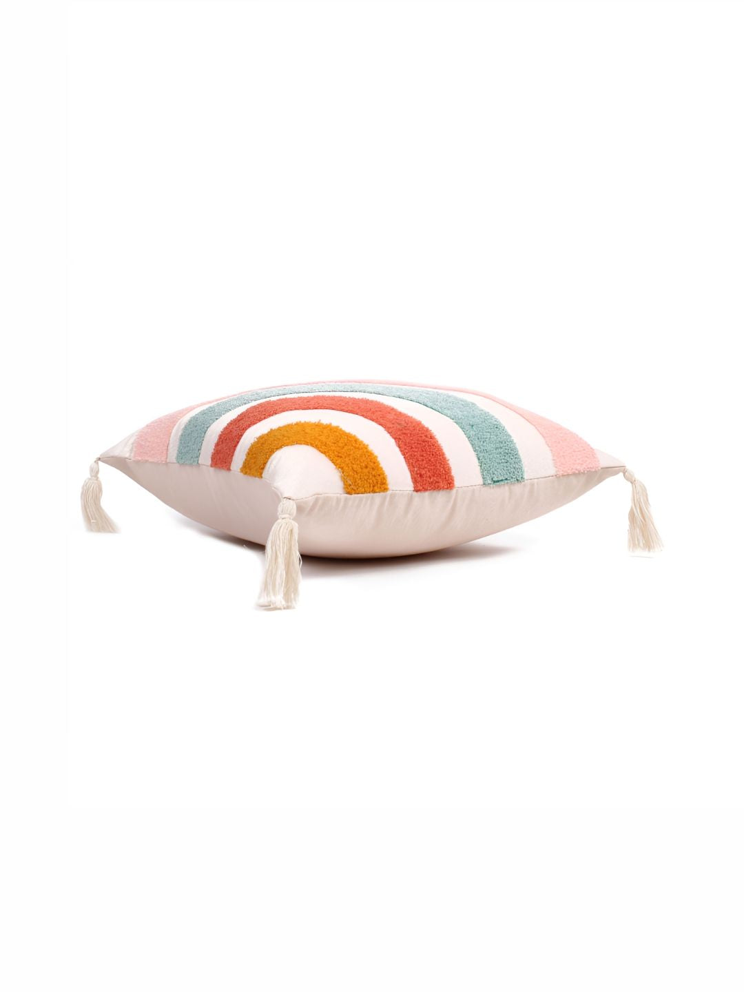 STITCHNEST White & Orange Embroidered Square Cushion Covers