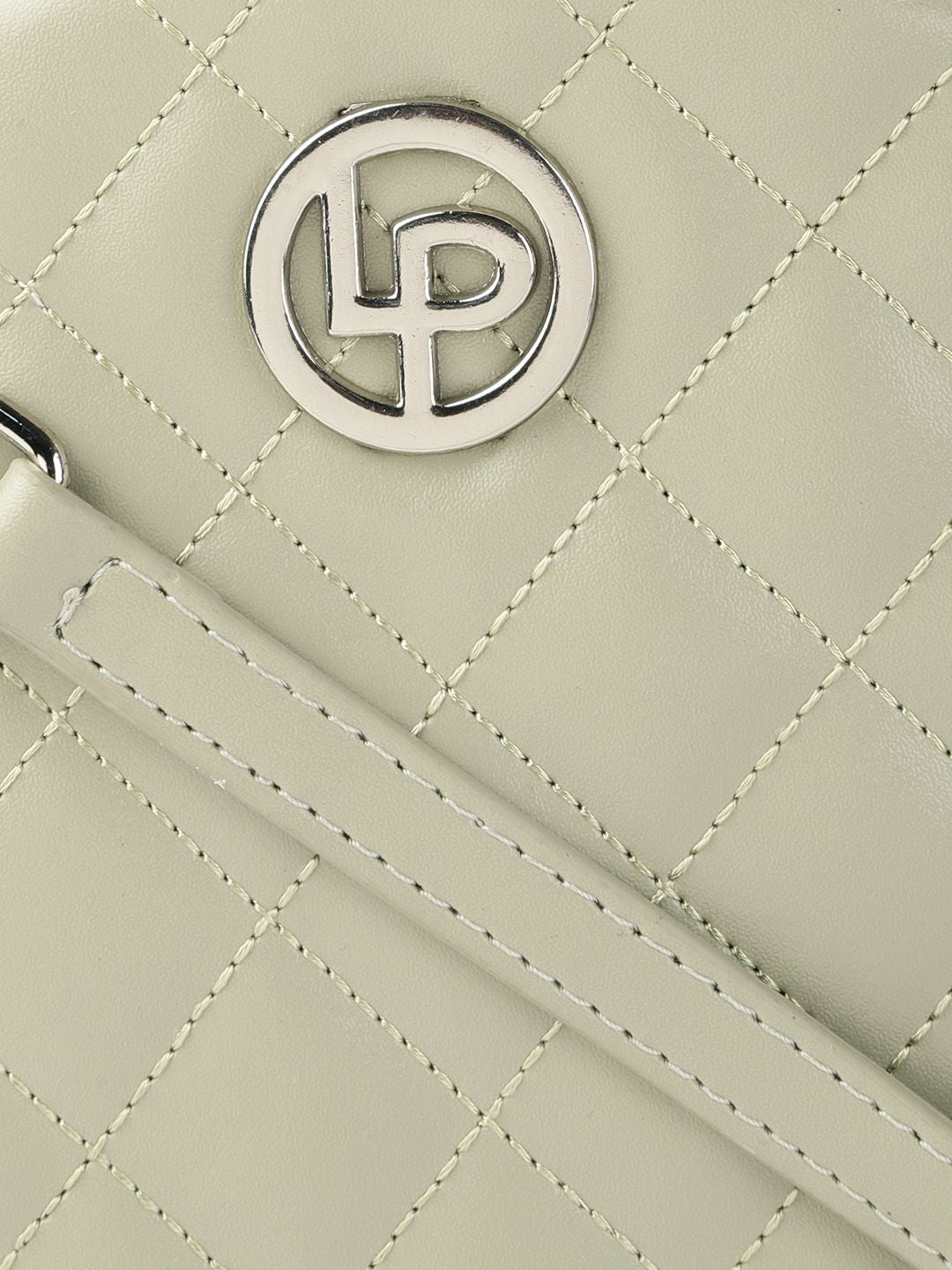 Lino Perros Sage Green Quilted Half Moon Sling Bag with Non-Detachable Sling Strap