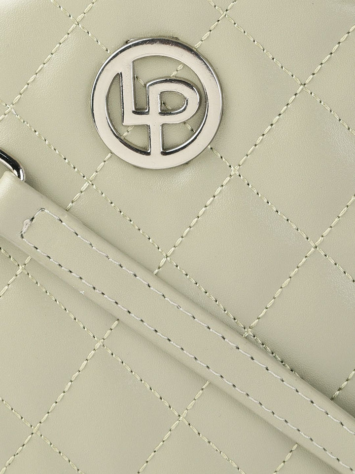 Lino Perros Sage Green Quilted Half Moon Sling Bag with Non-Detachable Sling Strap