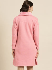 Sweet Dreams Pink Embroidered Turtle Neck Fleece Nightdress