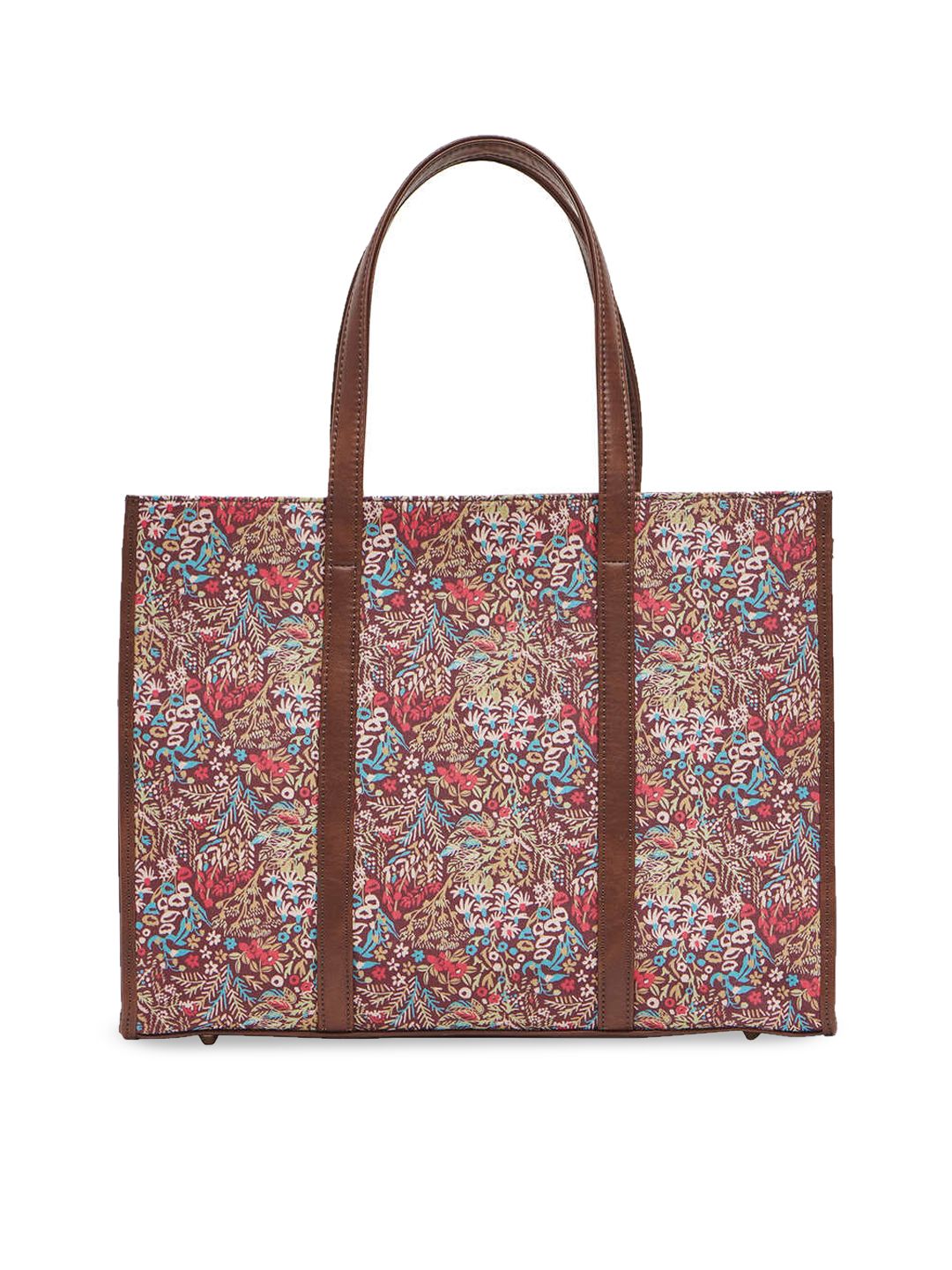 TEAL BY CHUMBAK Floral Printed Oversized Shopper Tote Bag