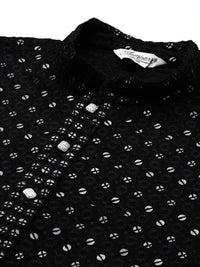 Jompers Men Floral Embroidered Chikankari Pure Cotton Kurta with Pyjamas