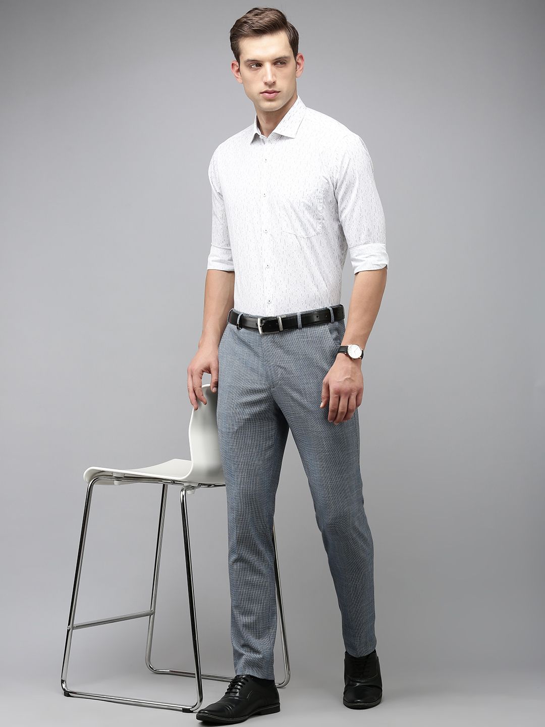 Park Avenue Men Textured Formal Trousers