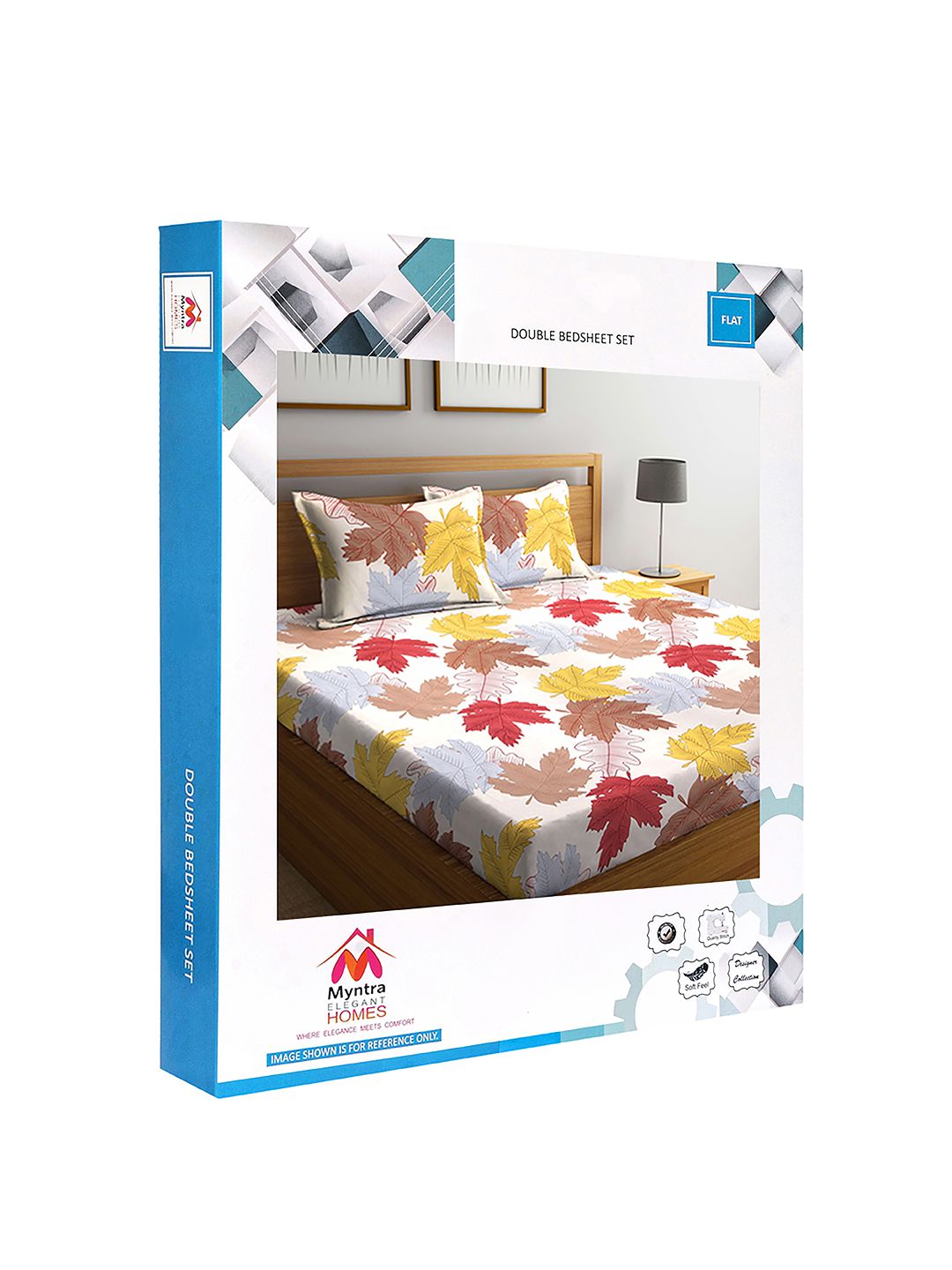 Myntra Elegant Homes White & Red Floral 300 TC King Cadar dengan 2 Sarung Bantal