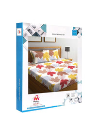 Myntra Elegant Homes White & Red Floral 300 TC King Cadar dengan 2 Sarung Bantal