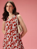 Dressberry Tropical Print A-Line Midi Dress