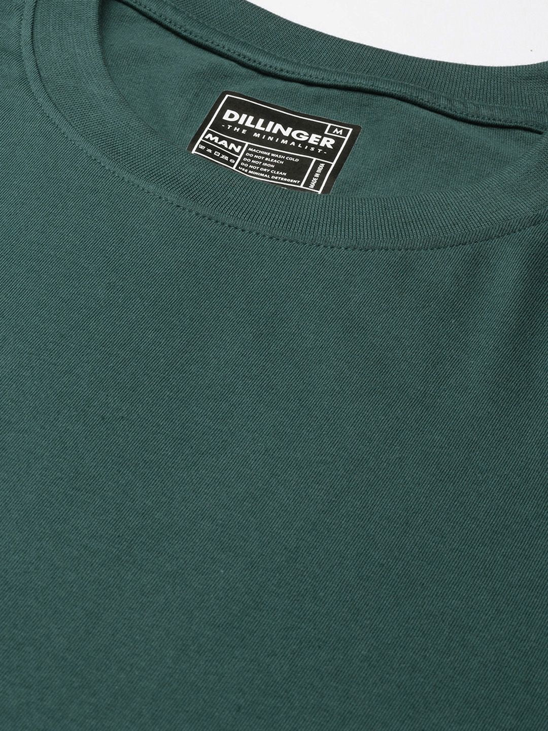 DILLINGER Men Green Solid Pure Cotton Drop-Shoulder Sleeves Oversized Fit T-shirt