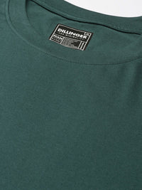 DILLINGER Men Green Solid Pure Cotton Drop-Shoulder Sleeves Oversized Fit T-shirt