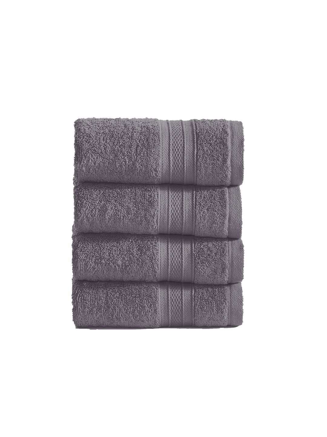 MYTRIDENT Charcoal Set of 4 Solid Cotton Hand Towel