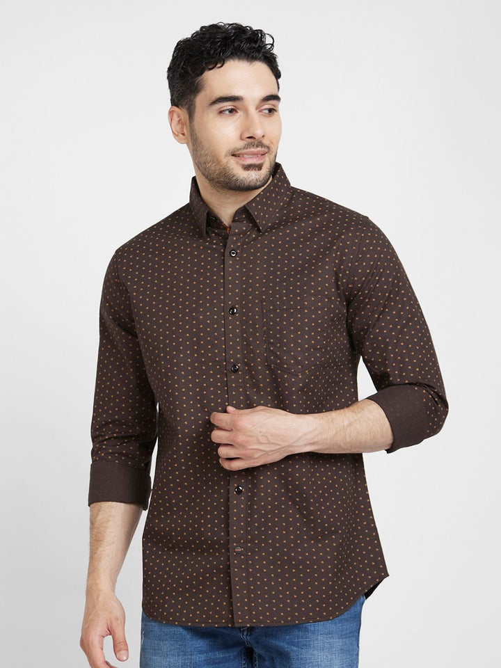 SPYKAR Slim Fit Classic Micro Ditsy Printed Casual Cotton Shirt