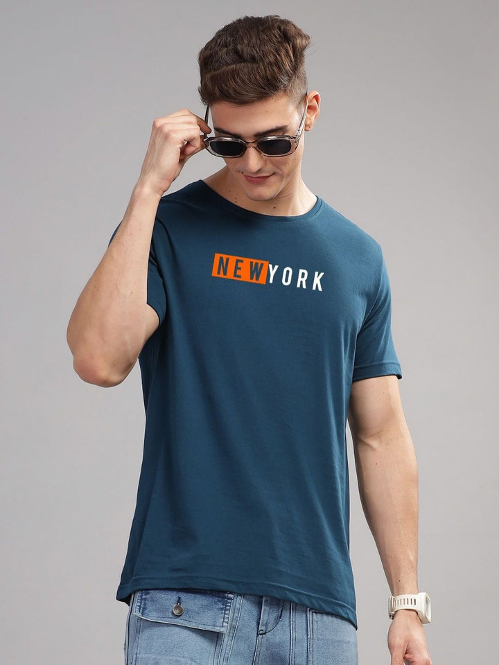 ADRO Men Typography Printed Applique T-shirt