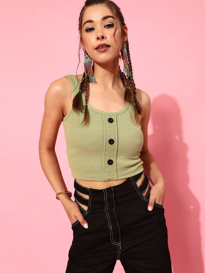 STREET 9 Women Gorgeous Green Solid Top
