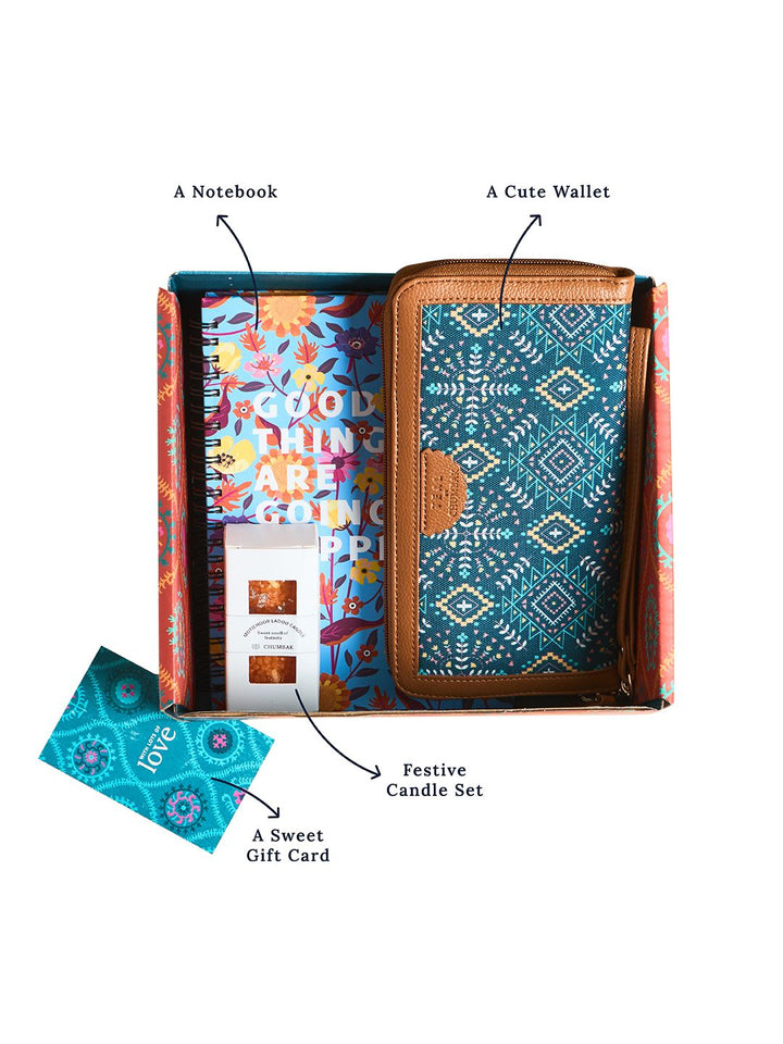 Chumbak Wallet Notebook Candles & Card Gift Set