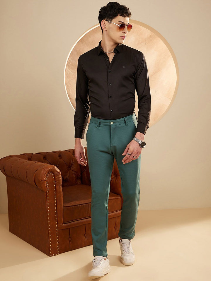 DENNISON Men Smart Tapered Fit Easy Wash Formal 4-Way Lycra Trouser