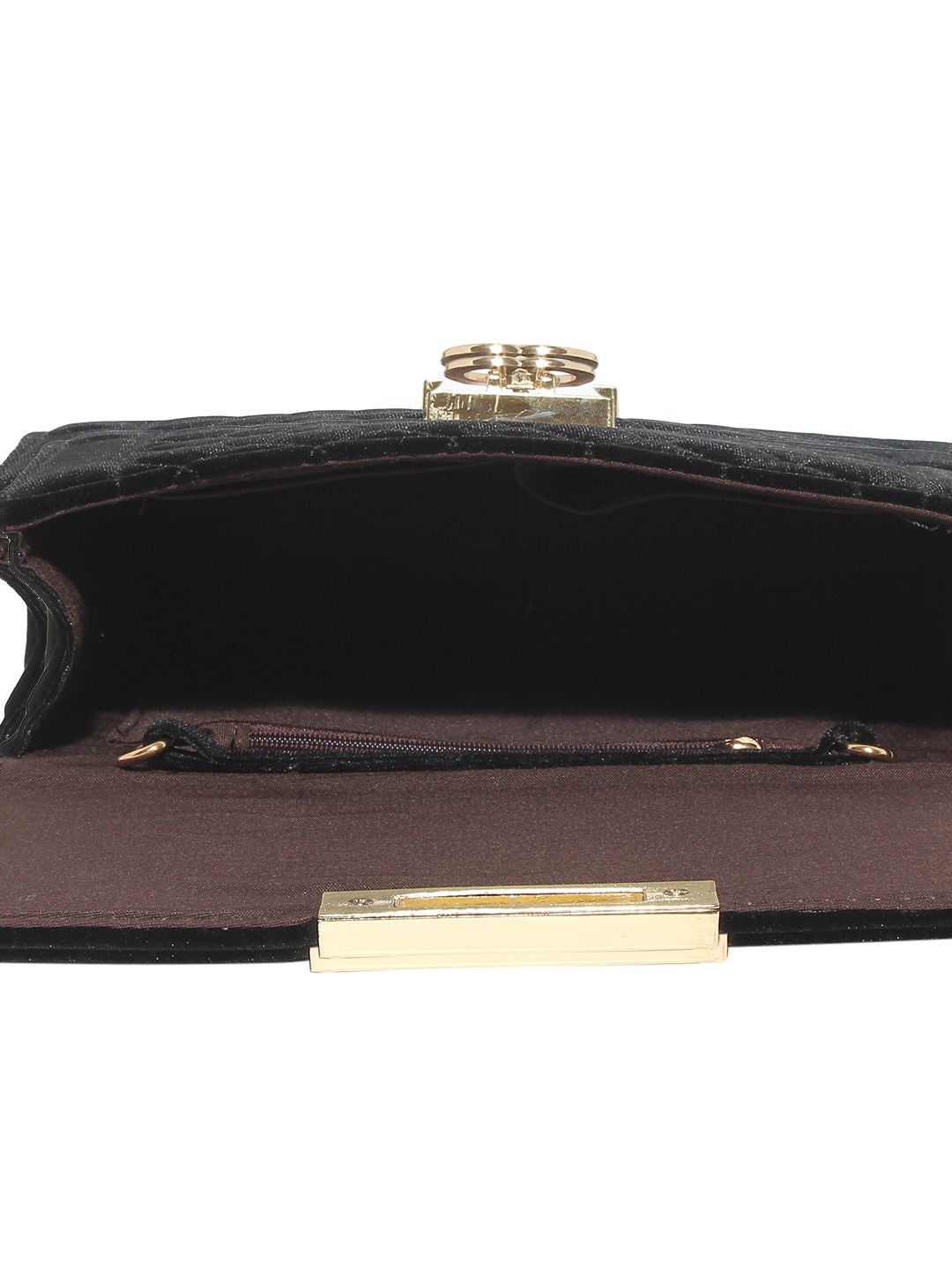 Lino Perros Black Quilted Sling Bag with Velvet Finish
