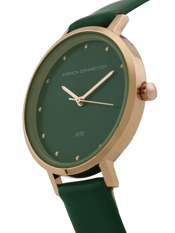 Sambungan Perancis Wanita Bulat Kulit Analog Watch FCN00080A