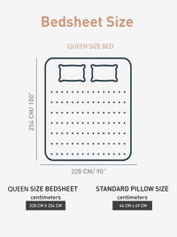 MYTRIDENT Taupe  White Geometric Pure Cotton 144 TC Queen Bedsheet With 2 Pillow Covers