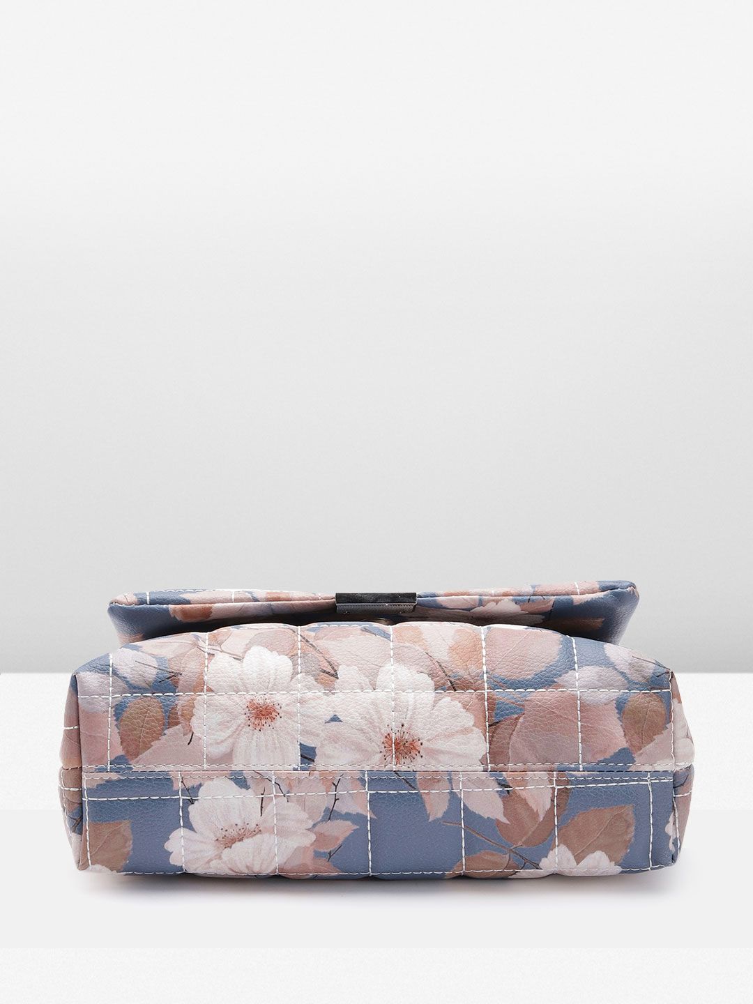 Lino Perros Floral Print Structured Shoulder Bag with Quilted Detail