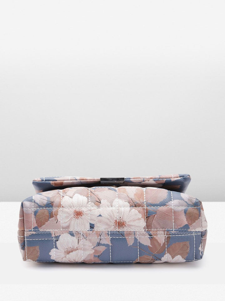 Lino Perros Floral Print Structured Shoulder Bag with Quilted Detail