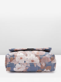 Lino Perros Floral Print Structured Shoulder Bag with Quilted Detail